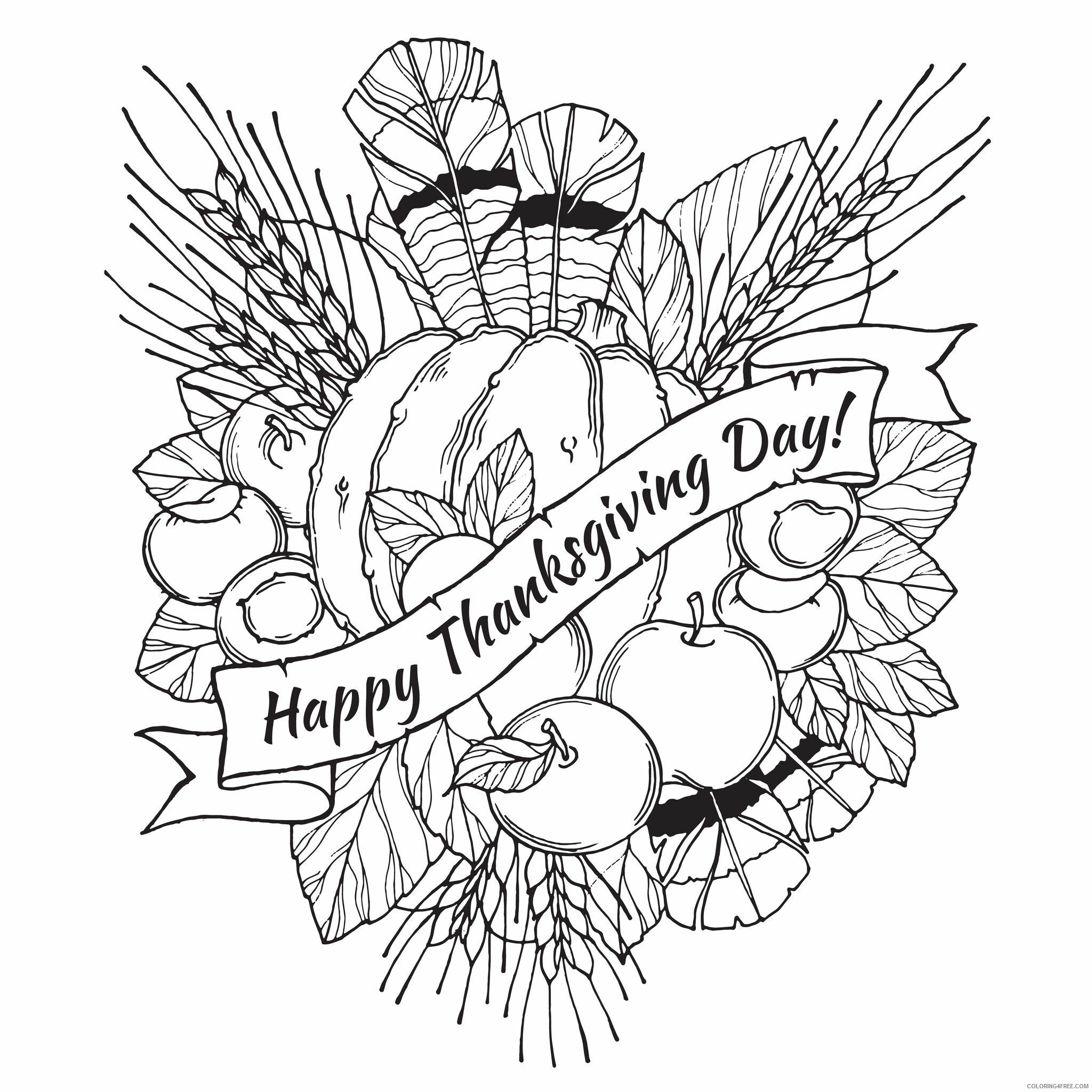 Adult Thanksgiving Coloring Pages Happy Thanksgiving Day Printable 2020 461 Coloring4free