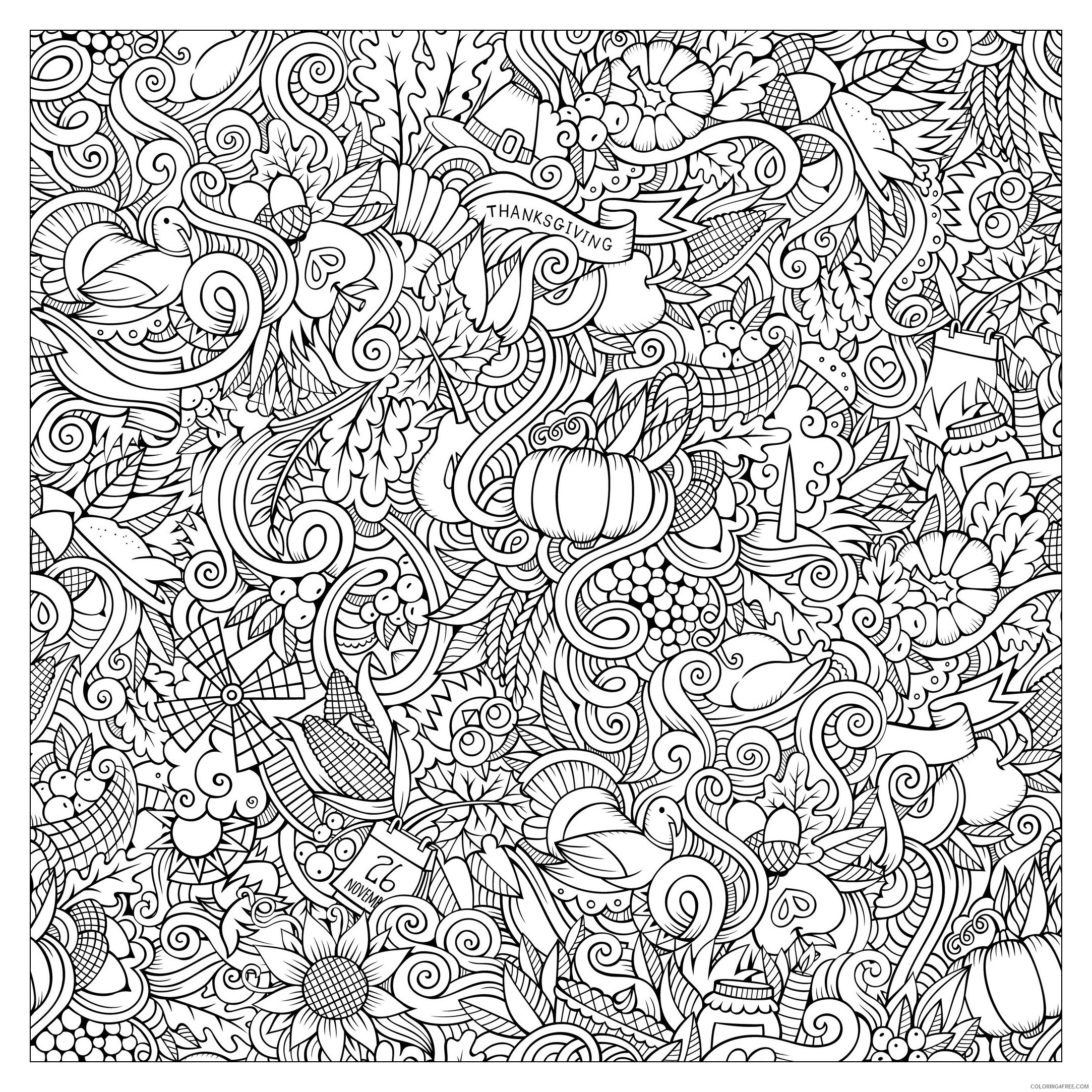 Adult Thanksgiving Coloring Pages Hard Thanksgiving for Adults Printable 2020 463 Coloring4free