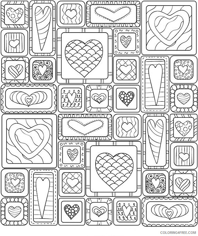 Adult Valentines Day Coloring Pages Square Design for Adults Printable 2020 507 Coloring4free