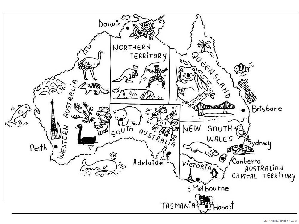 Australia Coloring Pages Countries of the World Educational Printable 2020 383 Coloring4free