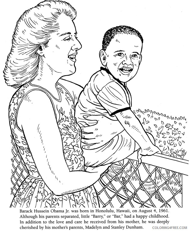 Barack Obama Coloring Pages Educational Barack Obama and His Mother 2020 0900 Coloring4free