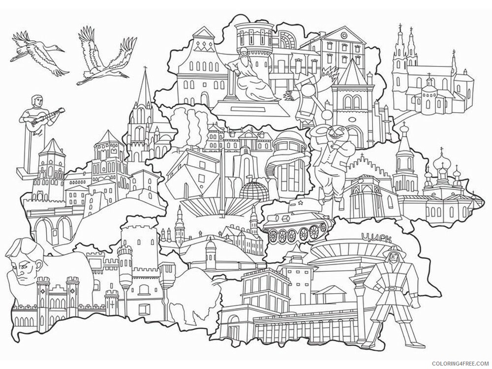 Belarus Coloring Pages Countries of the World Educational Printable 2020 394 Coloring4free