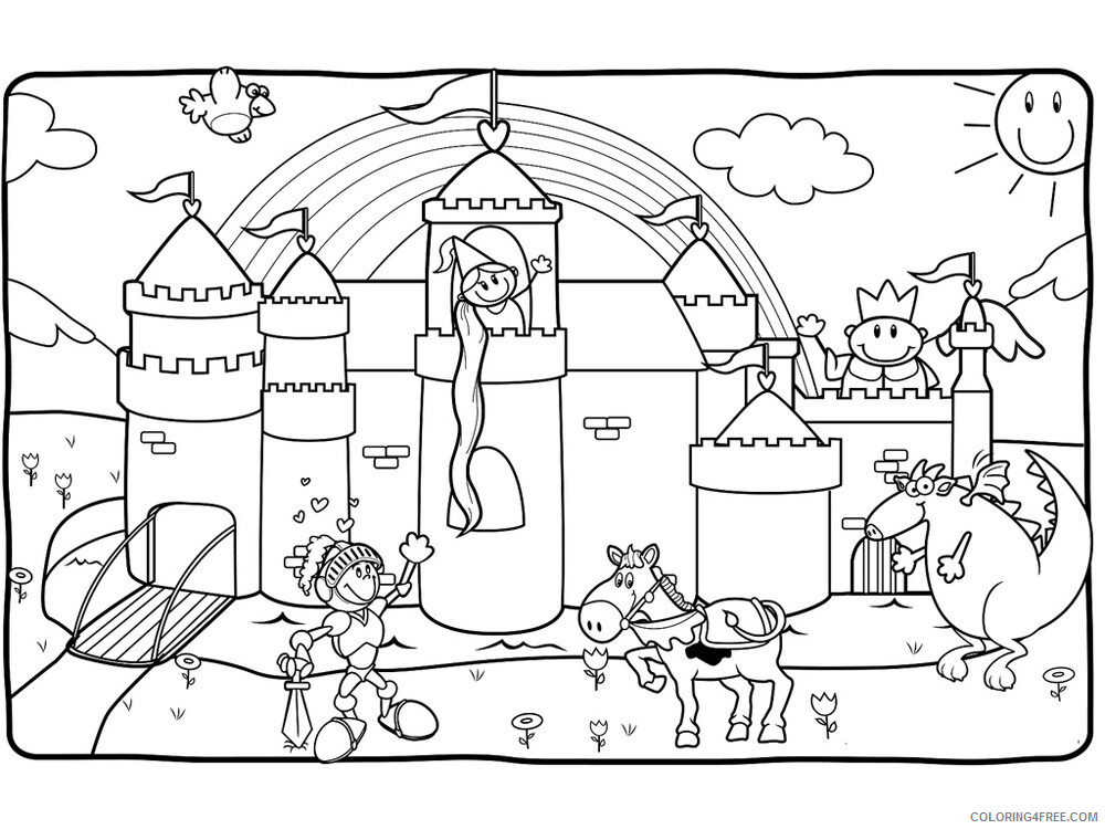 Castles and Knights Coloring Pages for boys Printable 2020 0114 Coloring4free