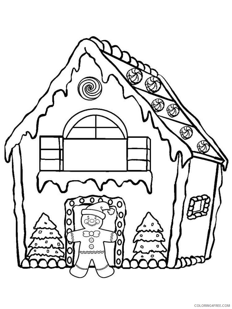 Christmas Gingerbread House Coloring Pages Printable 2020 5 Coloring4free