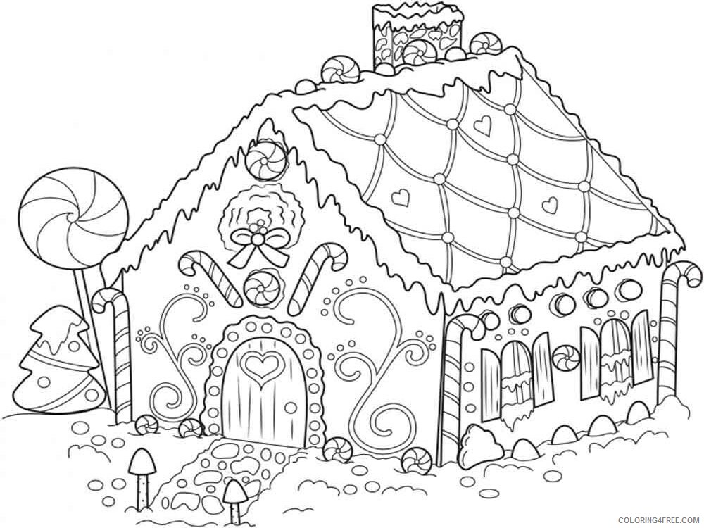 Christmas Gingerbread House Coloring Pages Printable 2020 9 Coloring4free