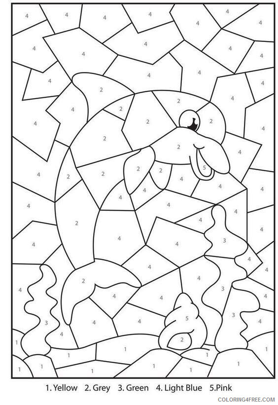 Color By Number Coloring Pages Educational Adult Dolphin Printable 2020 0986 Coloring4free