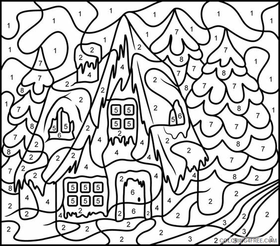 Color By Number Coloring Pages Educational Adult Winter Printable 2020 0994 Coloring4free