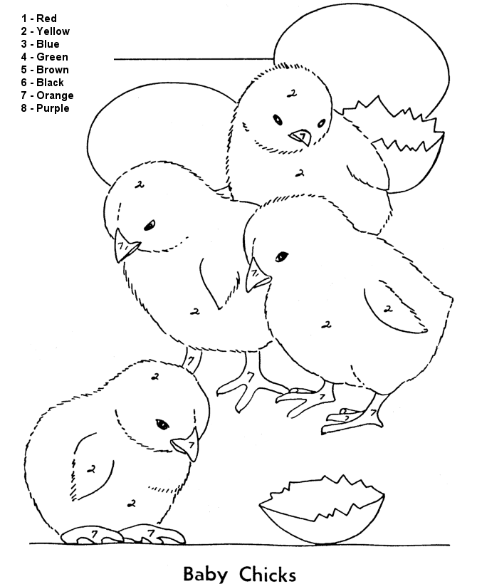 Color By Number Coloring Pages Educational Baby Chicks Easter Printable 2020 0995 Coloring4free