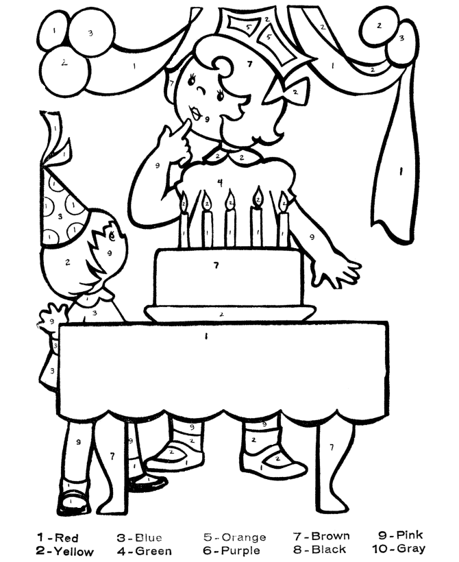 Color By Number Coloring Pages Educational Birthday Sheet Printable 2020 0996 Coloring4free