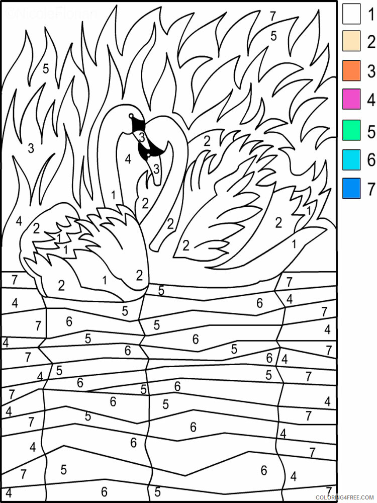 Color By Number Coloring Pages Educational Color by number 14 Printable 2020 1002 Coloring4free