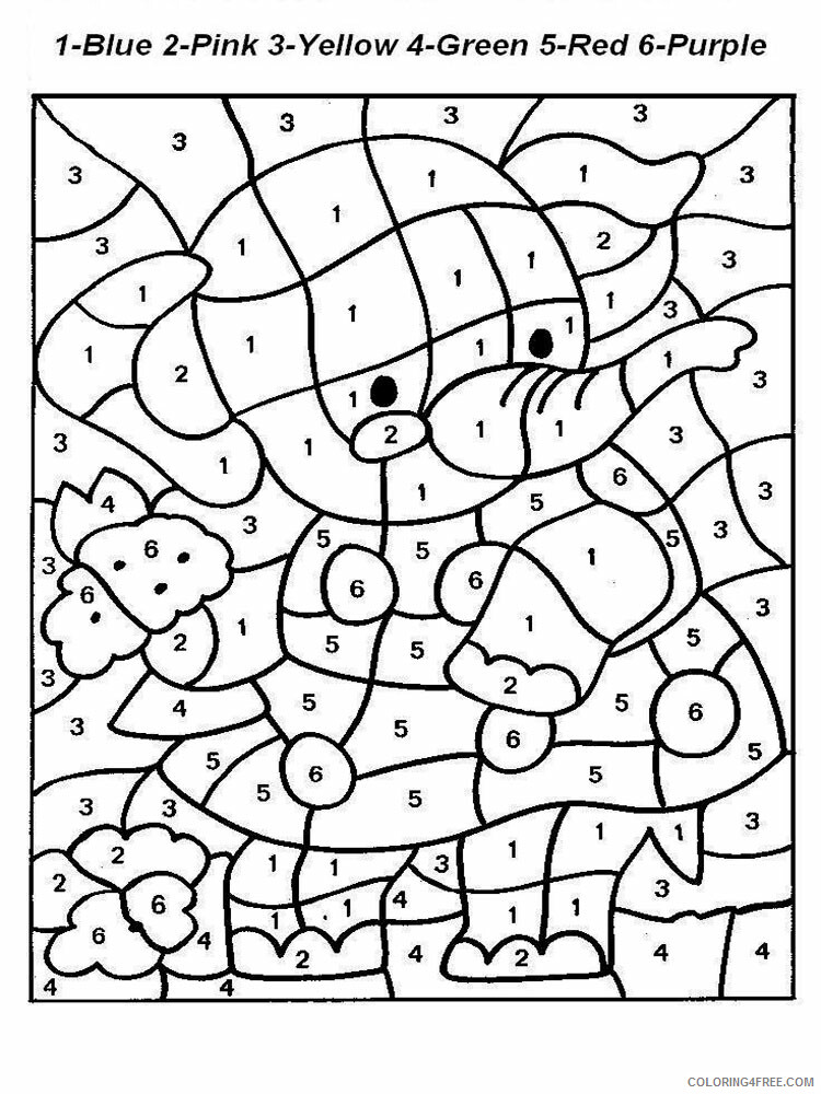 Color By Number Coloring Pages Educational Color by number 3 Printable 2020 1008 Coloring4free