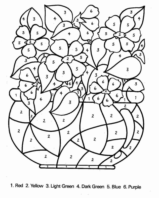 Color By Number Coloring Pages Educational Easter Flowers Printable 2020 1049 Coloring4free