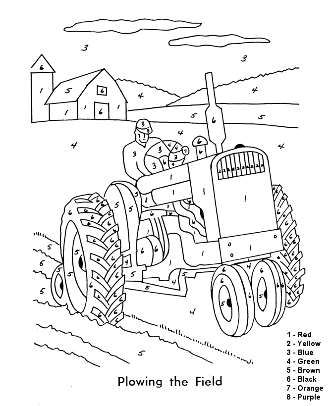 Color By Number Coloring Pages Educational Easy Adult Farm Printable 2020 1051 Coloring4free