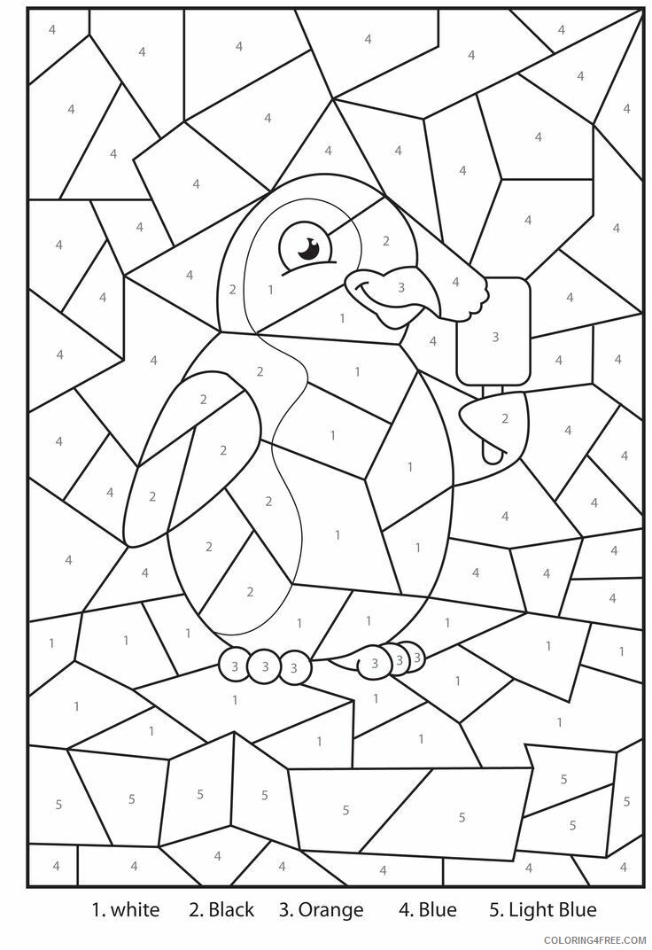 Color By Number Coloring Pages Educational Easy Penguin Printable 2020 1052 Coloring4free