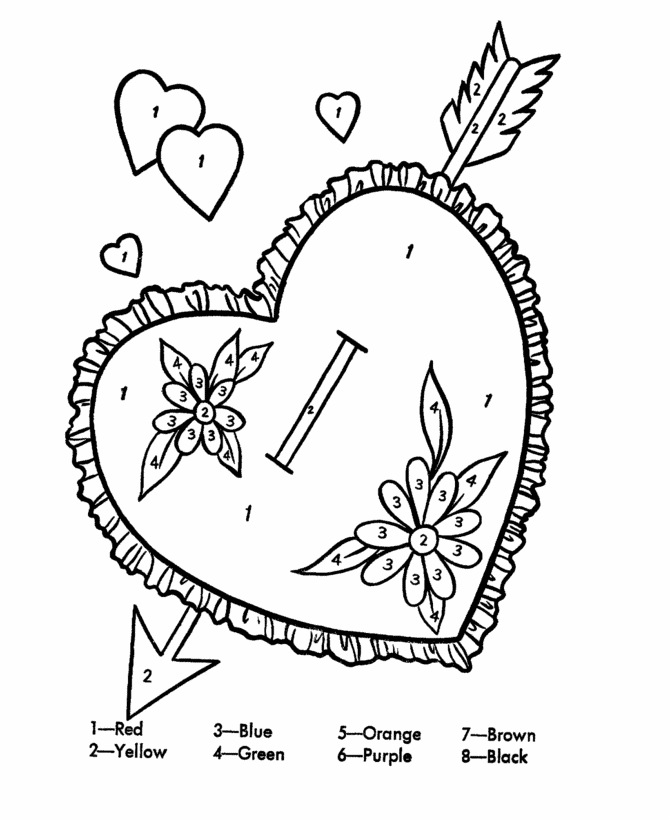 Color By Number Coloring Pages Educational Easy Valentines Printable 2020 1053 Coloring4free
