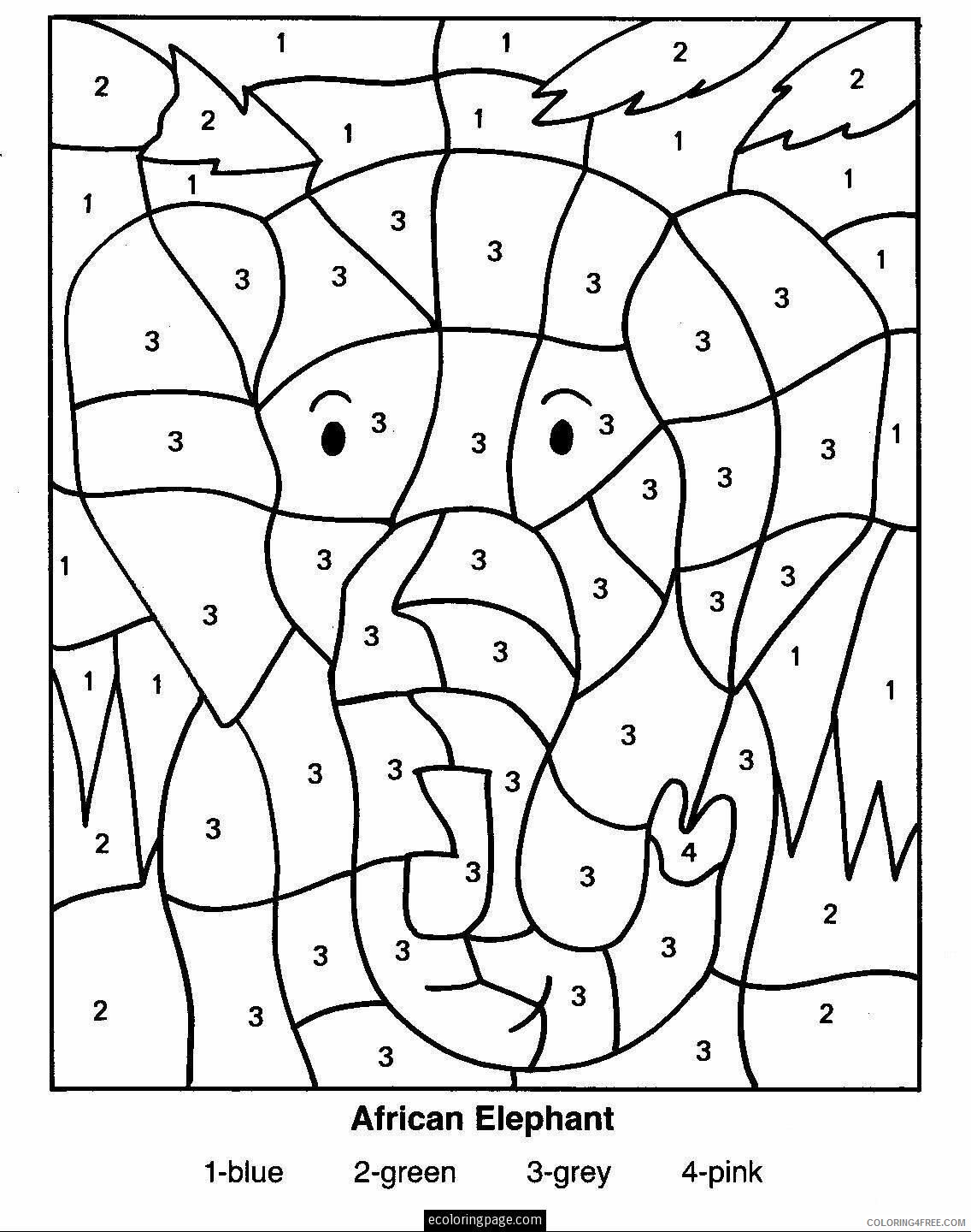 Color By Number Coloring Pages Educational Elephant Printable 2020 1054 Coloring4free