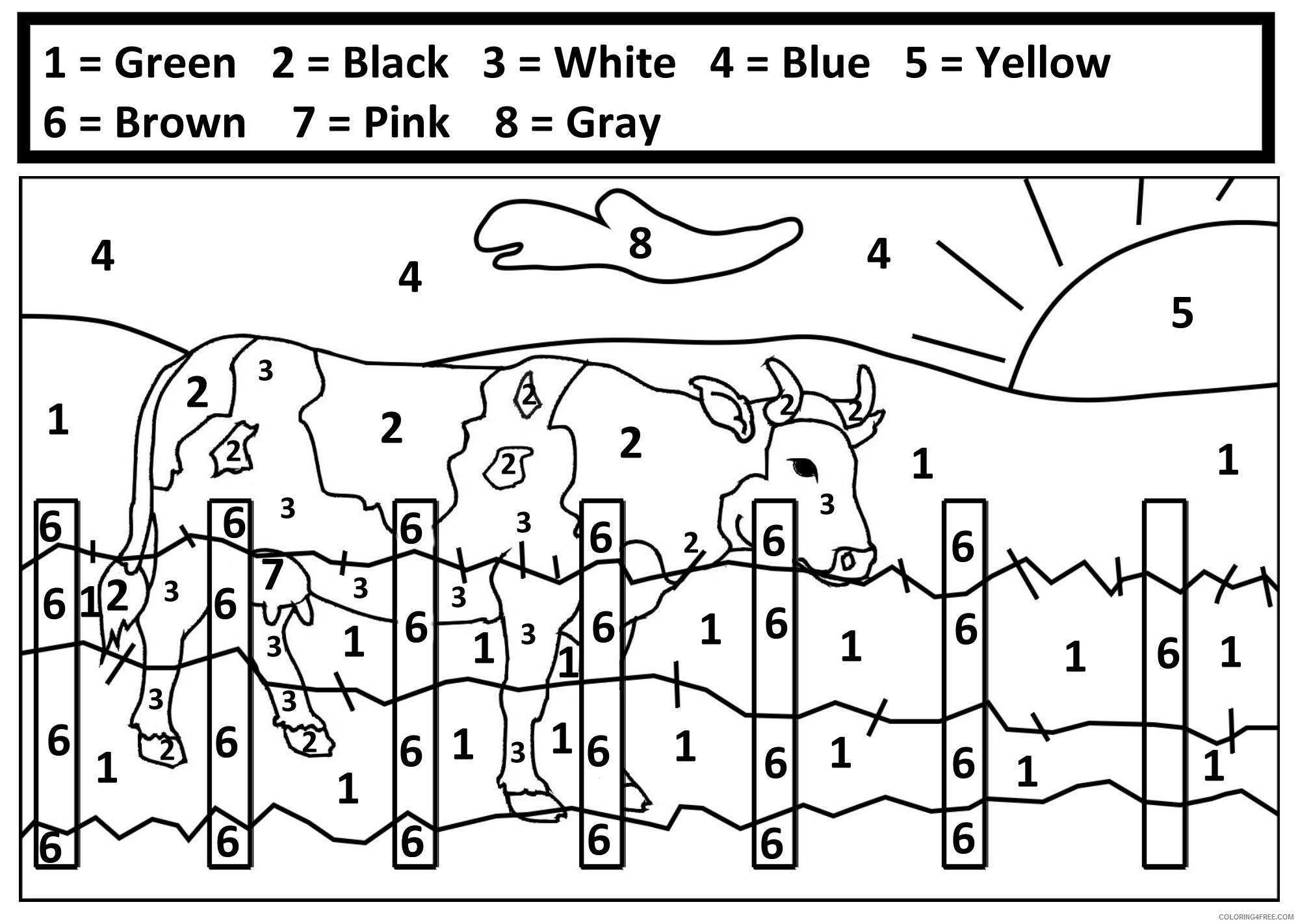Color By Number Coloring Pages Educational Farm by Number Printable 2020 1056 Coloring4free