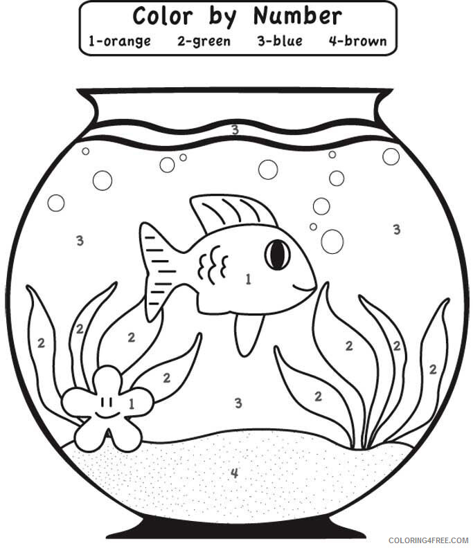 Color By Number Coloring Pages Educational Fish Bowl Printable 2020 1014 Coloring4free