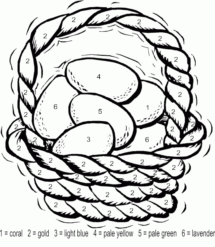 Color By Number Coloring Pages Educational Free Easter Basket Printable 2020 1059 Coloring4free