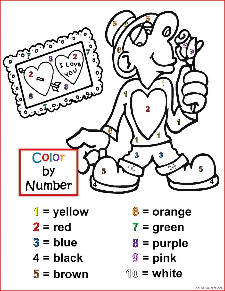 Color By Number Coloring Pages Educational Free Valentines Day Print 2020 1060 Coloring4free