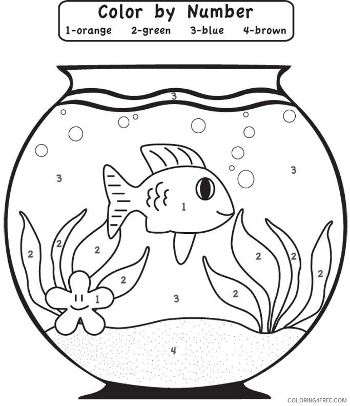 Color By Number Coloring Pages Educational Kindergarten Fish Bowl 2020 1062 Coloring4free