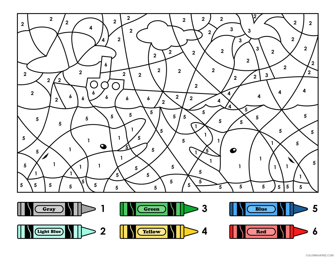 Color By Number Coloring Pages Educational Kindergarten Printable 2020 1030 Coloring4free