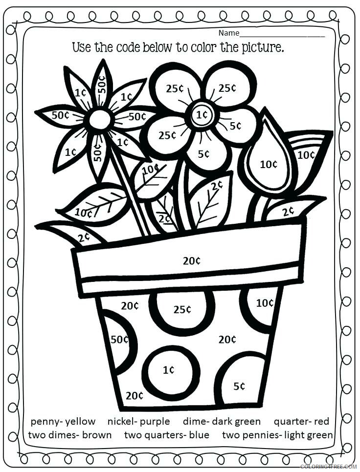 Color By Number Coloring Pages Educational Money Printable 2020 1025 Coloring4free