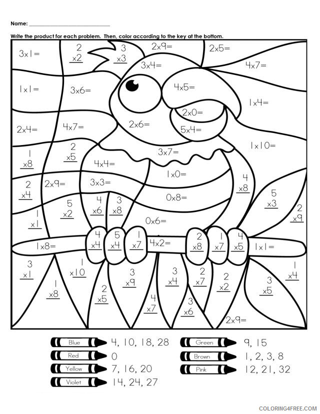 Color By Number Coloring Pages Educational Multiplication Math 2020 1074 Coloring4free