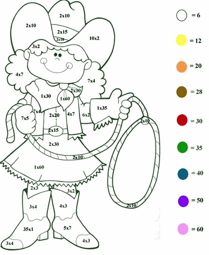Color By Number Coloring Pages Educational Multiplication Printable 2020 1026 Coloring4free