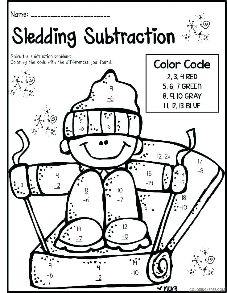 Color By Number Coloring Pages Educational Subtraction Math 2020 1082 Coloring4free