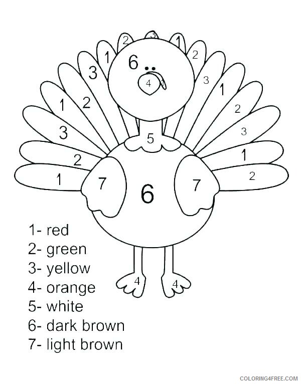 Color By Number Coloring Pages Educational Thanksgiving Worksheet 2020 1084 Coloring4free