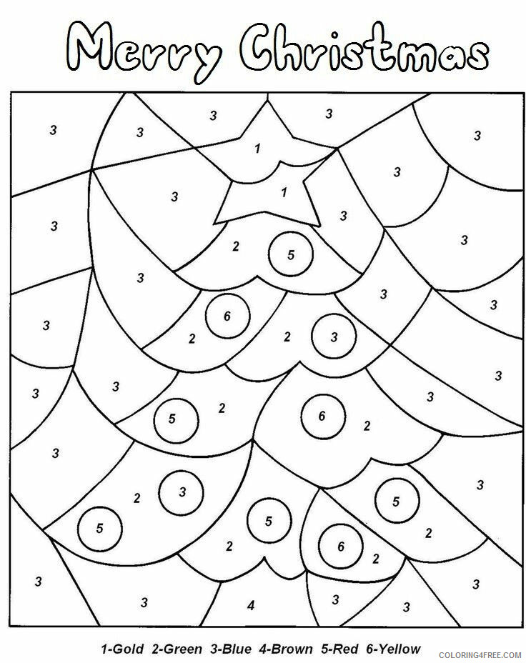 Color By Number Coloring Pages Educational christmas tree Printable 2020 0985 Coloring4free