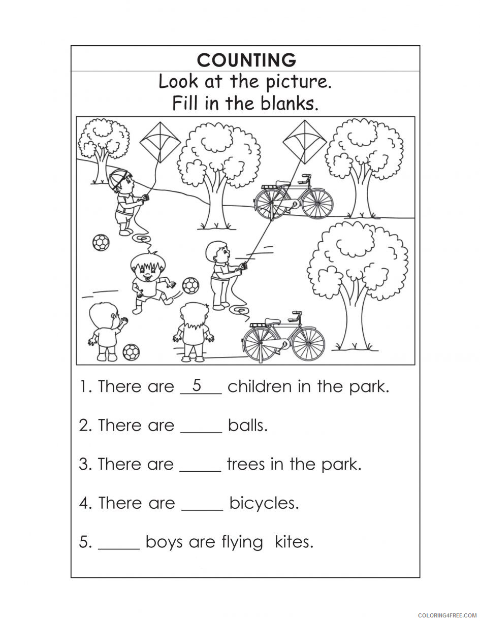 Counting Coloring Pages Educational Kindergarten English Worksheets 2020 1090 Coloring4free