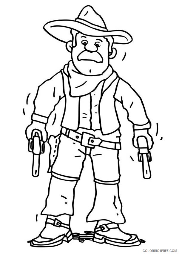 Cowboy Coloring Pages for boys An Old Cowboy Draws His Gun Printable 2020 0176 Coloring4free