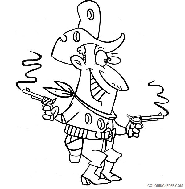 Cowboy Coloring Pages for boys Cowboy Play with His Gun Printable 2020 0215 Coloring4free
