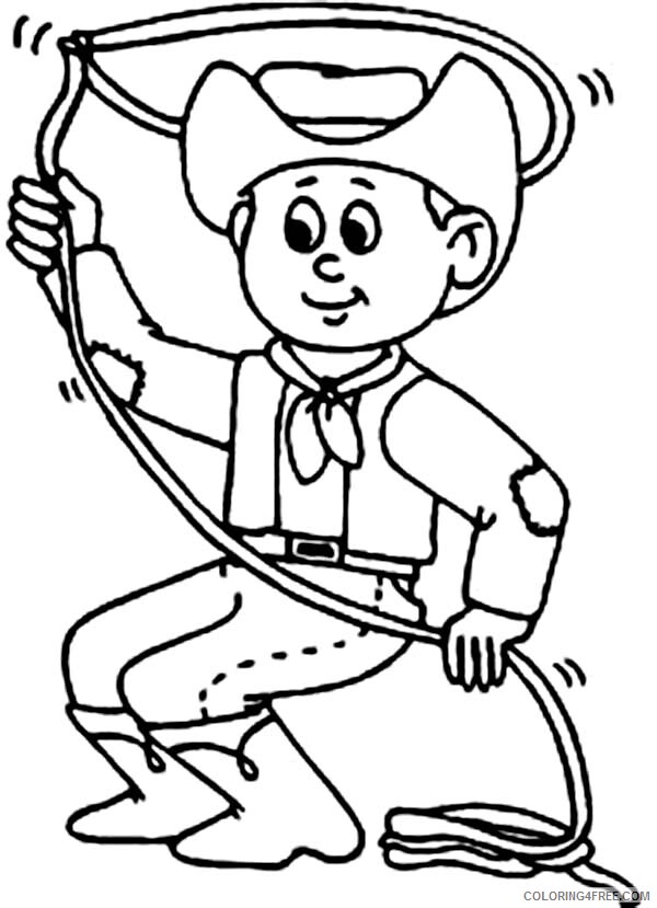 Cowboy Coloring Pages for boys Cowboy Practising with Lasso Printable 2020 0216 Coloring4free