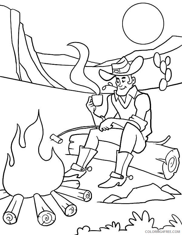 Cowboy Coloring Pages for boys Cowboy Spend the Night at Desert Printable 2020 0220 Coloring4free