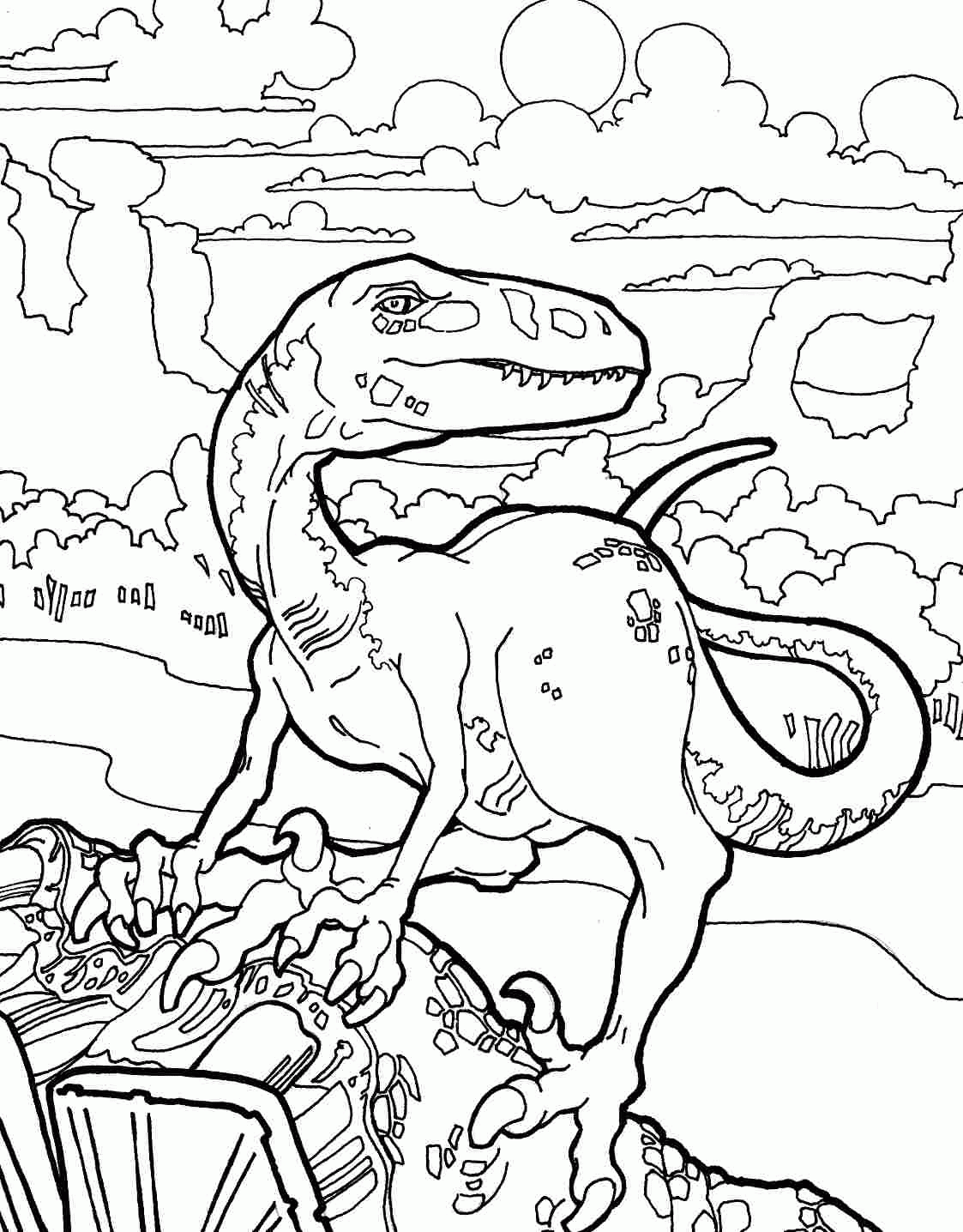 Dinosaurs Coloring Pages for boys Free Dinosaur Velociraptor Printable 2020 0307 Coloring4free