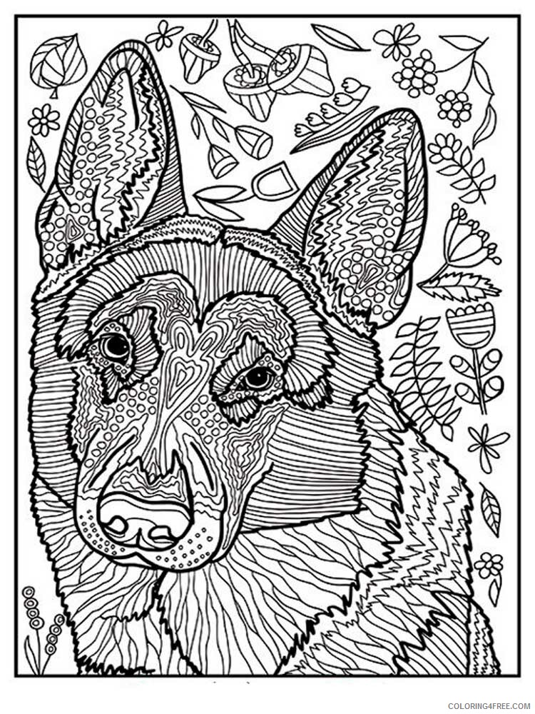 Dog for Adults Coloring Pages dog for adults 1 Printable 2020 566 Coloring4free