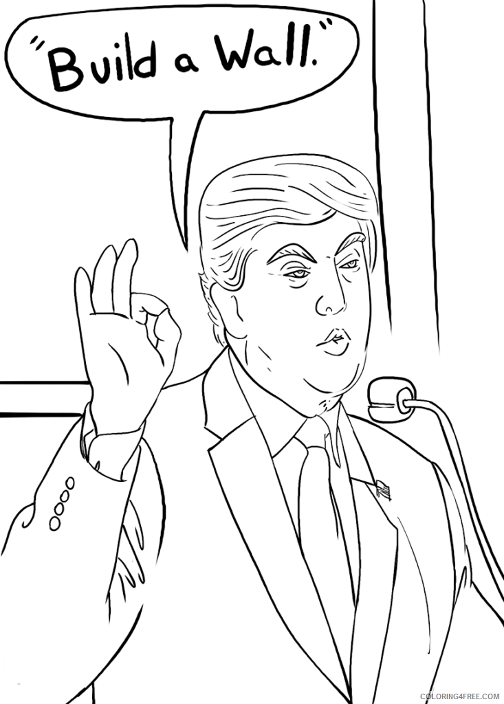 Donald Trump Coloring Pages Educational Trumps Wall Printable 2020 1392 Coloring4free