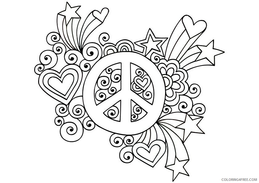 Doodle Coloring Pages Adult Doodle Peace Printable 2020 353 Coloring4free