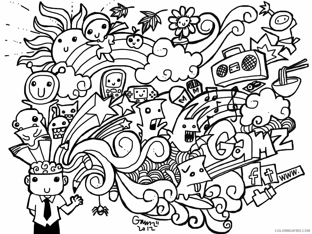 Doodle Coloring Pages Adult Doodle Printable 2020 325 Coloring4free