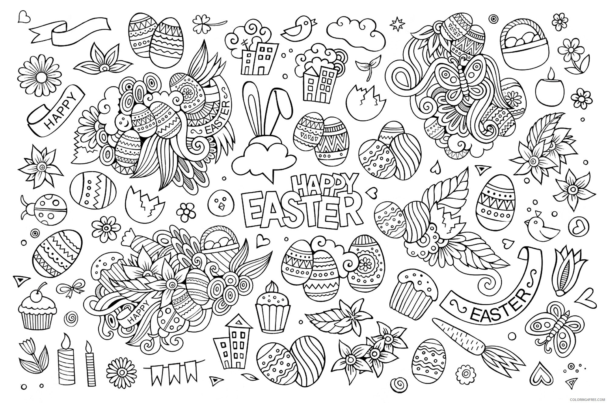 Doodle Coloring Pages Adult Easter Doodle for Adults Printable 2020 354 Coloring4free