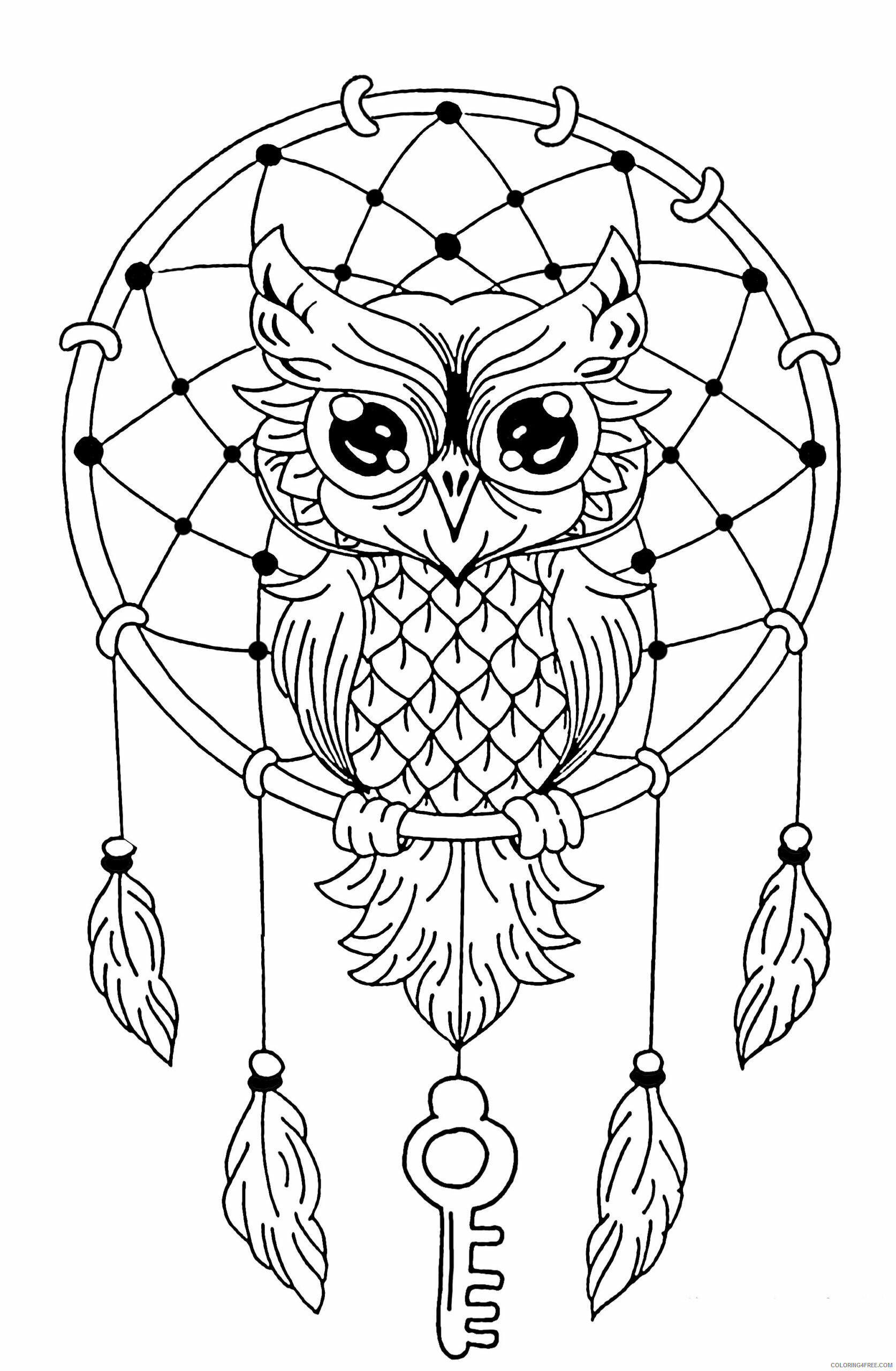 Dream Catcher Coloring Pages Adult Owl Dream Catcher Printable 2020 381 Coloring4free