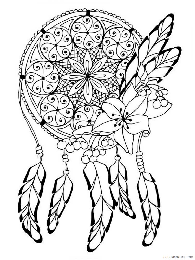 Dream Catcher Coloring Pages Adult dream catcher for adults 2 Printable 2020 372 Coloring4free