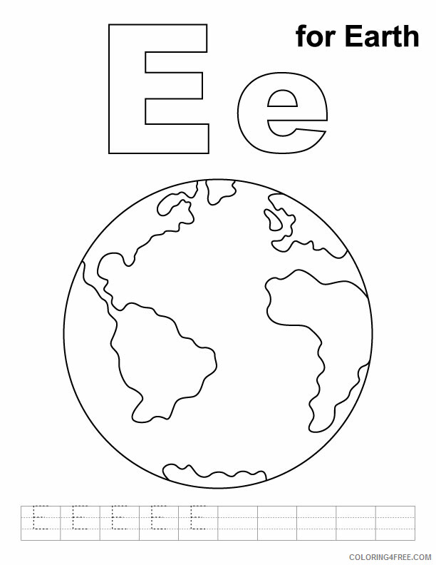 Earth Coloring Pages Educational E for Earth Writing Worksheet Print 2020 1451 Coloring4free
