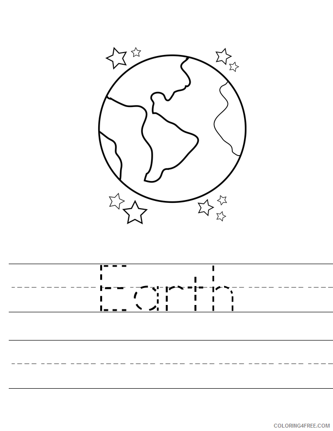 Earth Coloring Pages Educational Earth Tracing Worksheet Printable 2020 1443 Coloring4free