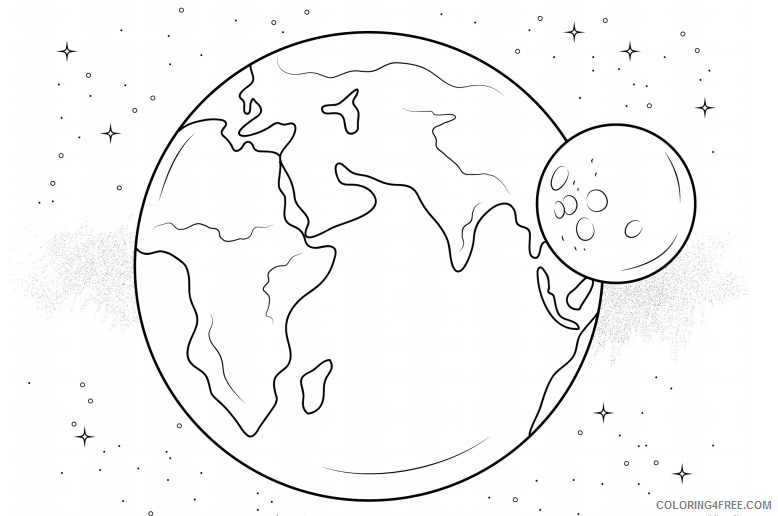 Earth Coloring Pages Educational earth and moon a4 Printable 2020 1438 Coloring4free