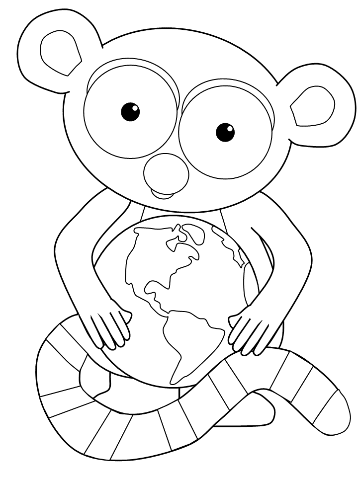 Earth Coloring Pages Educational lemur Printable 2020 1452 Coloring4free