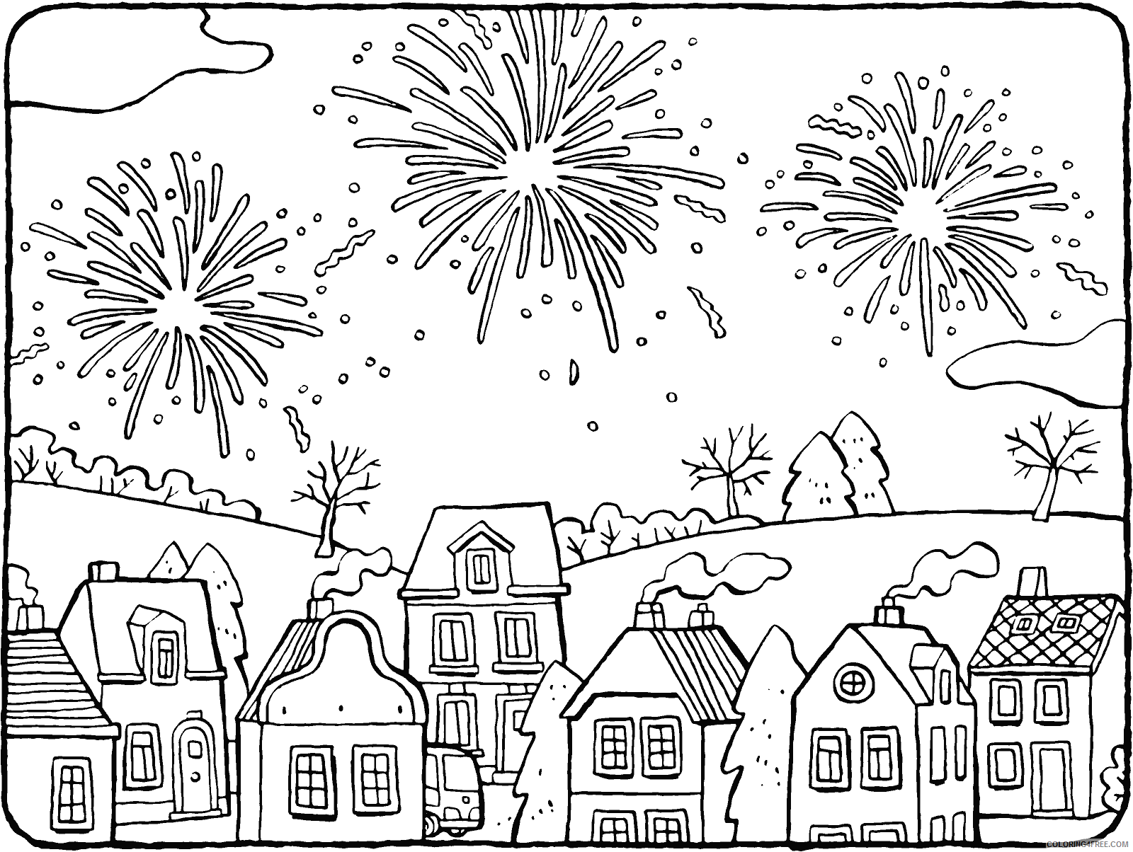 Fireworks Coloring Pages for boys Pretty Fireworks Sceneng Printable 2020 0352 Coloring4free